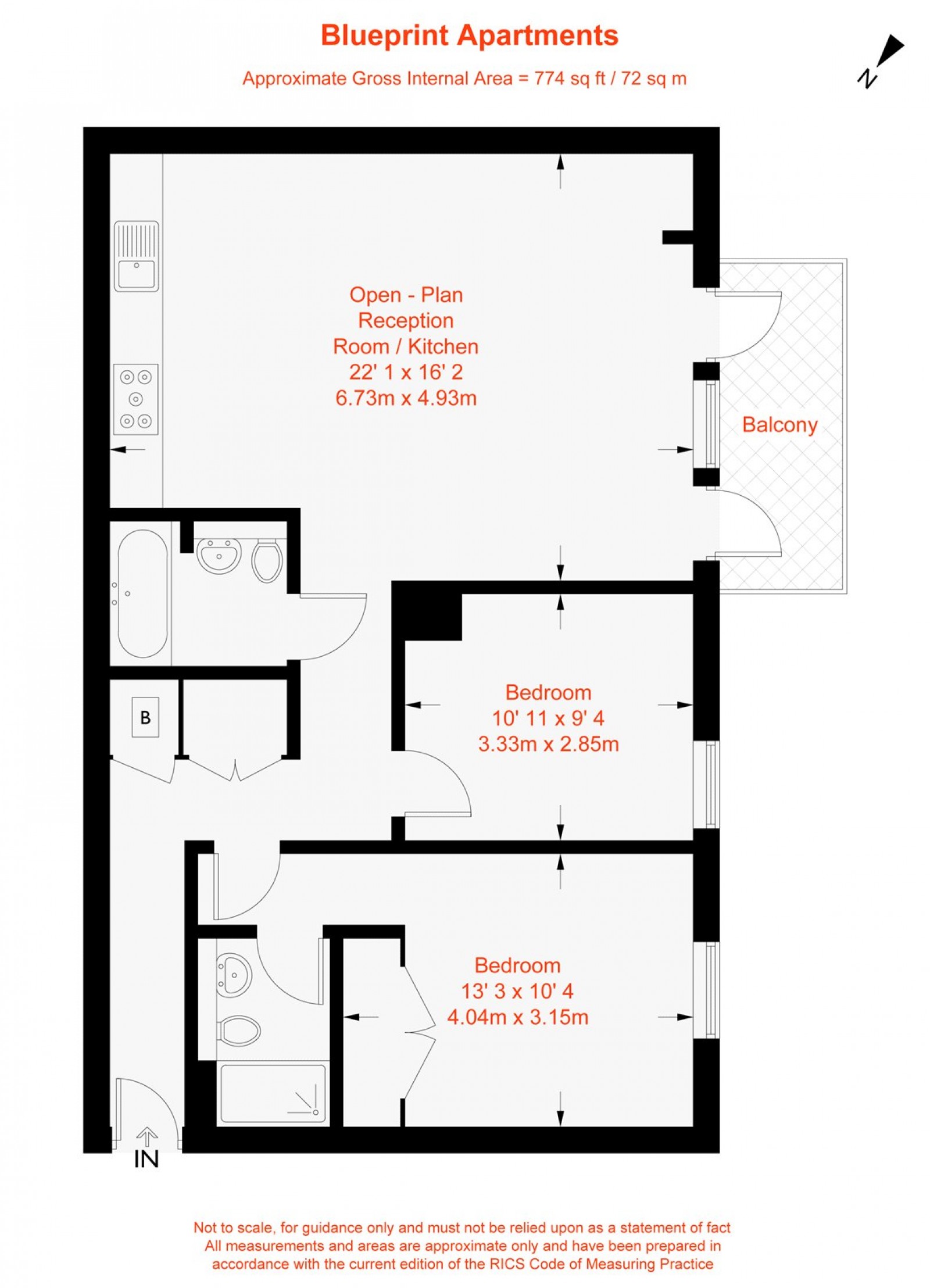 Floorplan for Blueprint Apartments, London, SW12