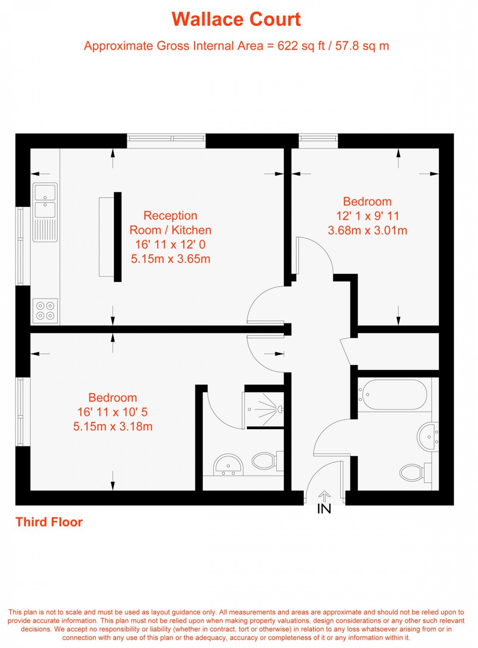 Floorplan for Wallace Court, 288 Balham High Road, SW17