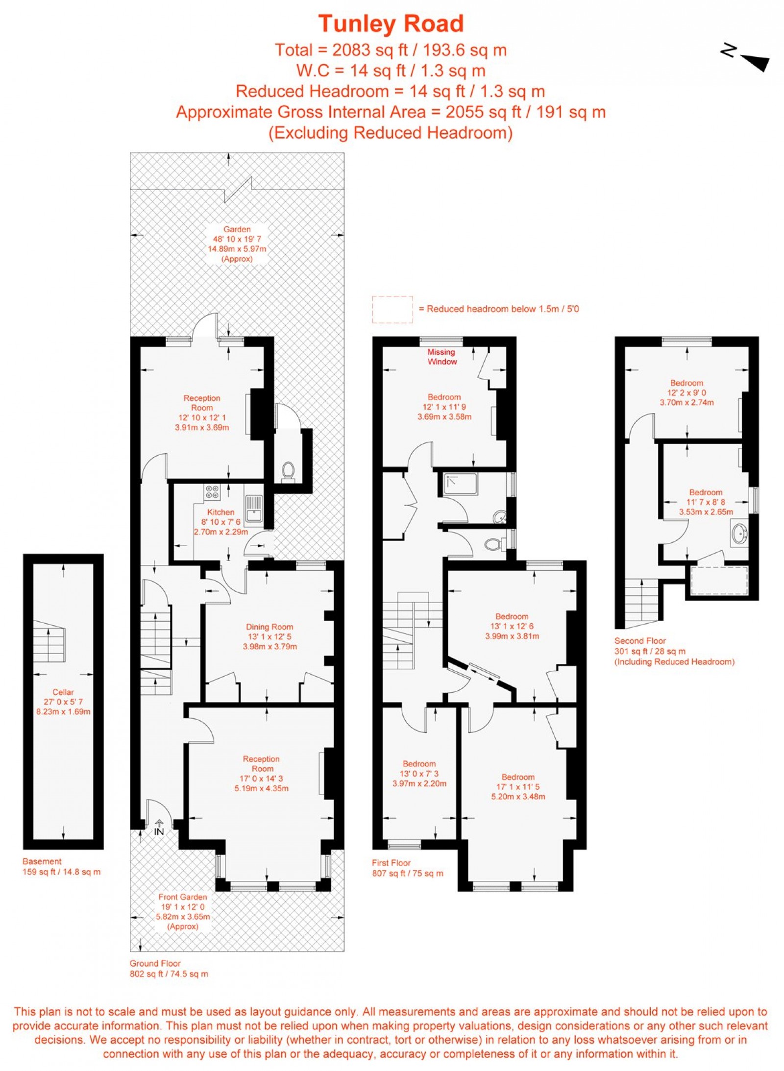 Floorplan for Tunley Road, London, SW17