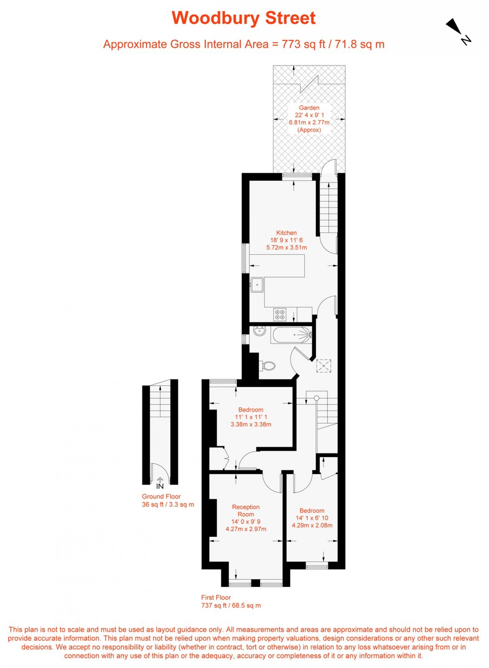 Floorplan for Woodbury Street, London, SW17