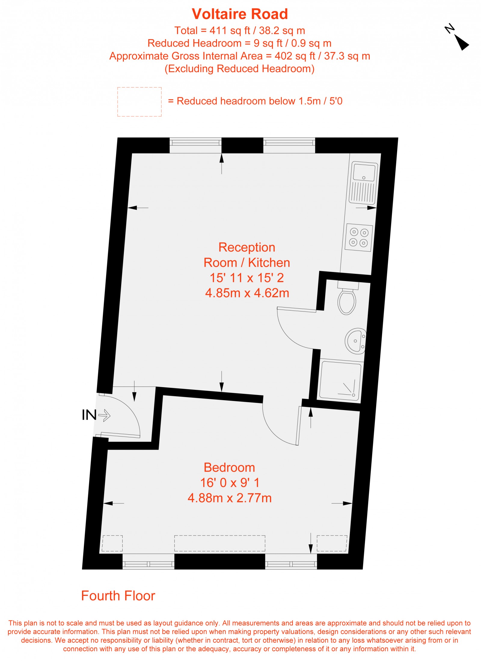 Floorplan for Voltaire Road, London, SW4