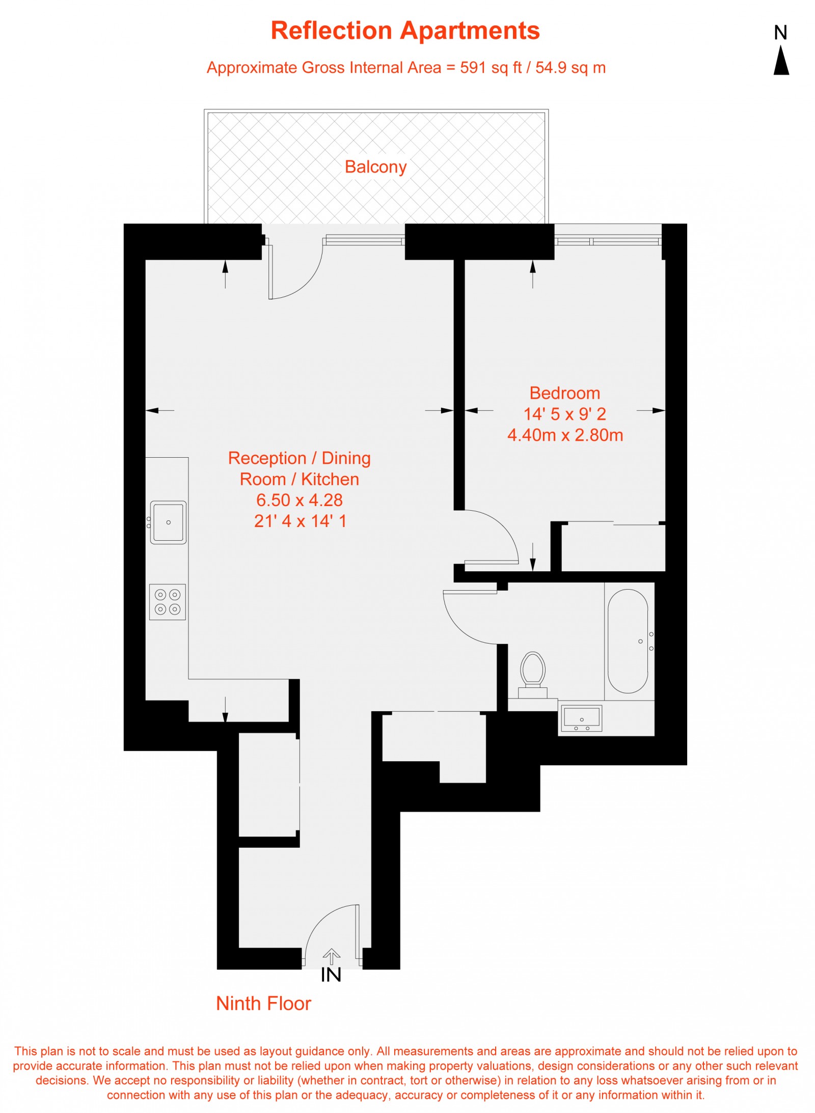 Floorplan for Reflection Apartments, Cascade Way, W12