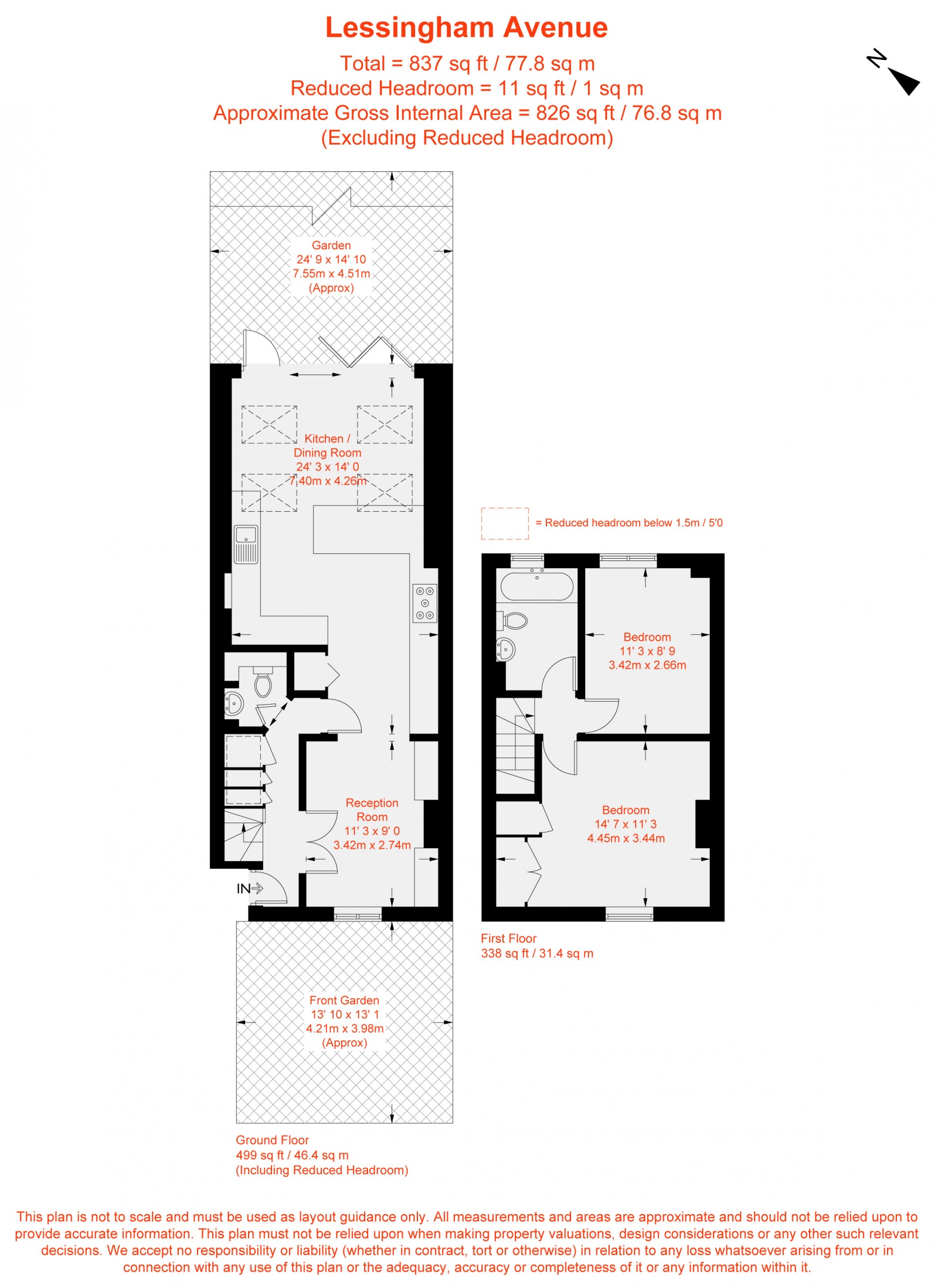 Floorplan for Lessingham Avenue, Tooting, SW17